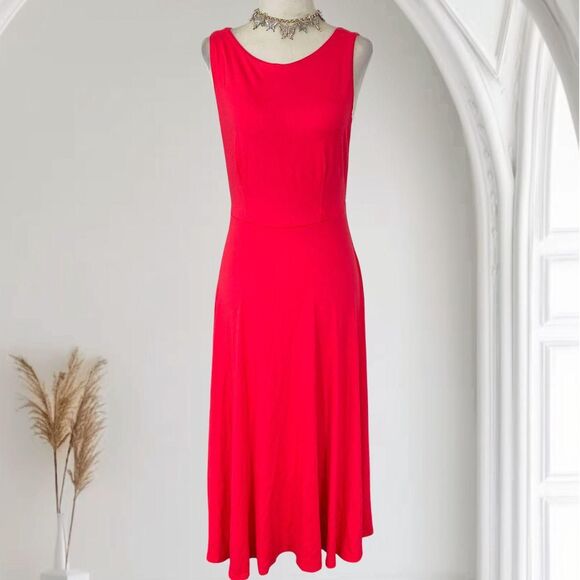 Lulus Vintage 2000's Made in USA Red Sexy Vampy Open Low Back Midi Dress M - Picture 1 of 8